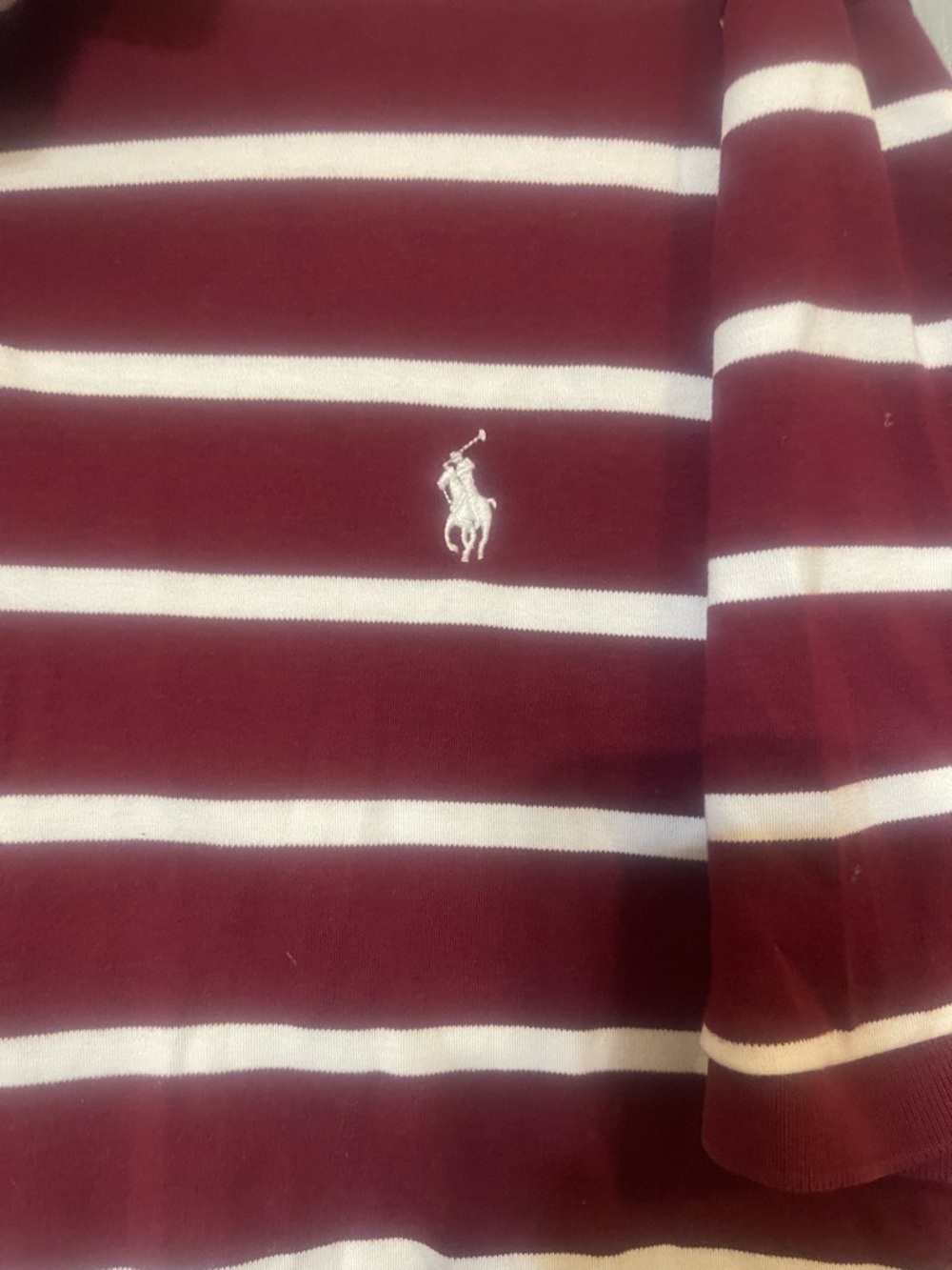 Ralph Lauren burgundy and White Striped Polo Shirt - Picture 3 of 6